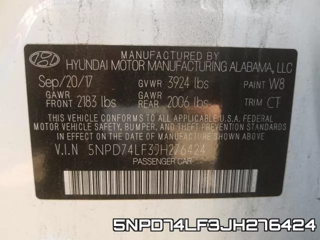 5NPD74LF3JH276424 фото 2