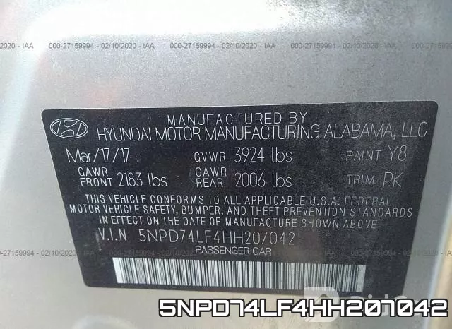 5NPD74LF4HH207042 фото 10