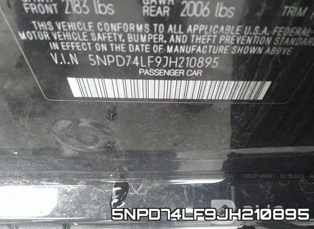 5NPD74LF9JH210895 фото 10