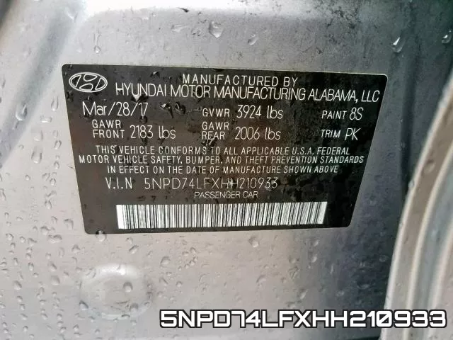 5NPD74LFXHH210933 фото 2