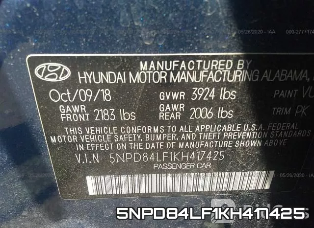 5NPD84LF1KH417425 фото 10