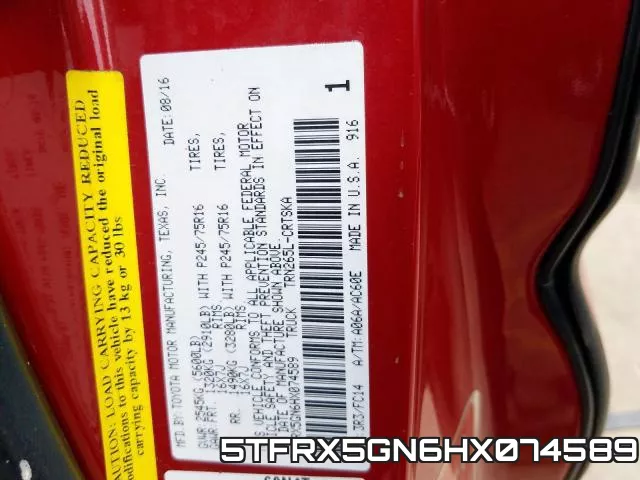 5TFRX5GN6HX074589 фото 2