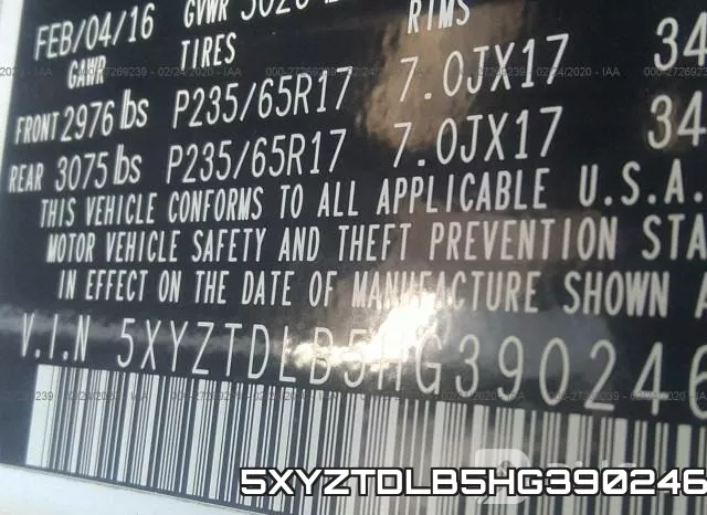 5XYZTDLB5HG390246 фото 10