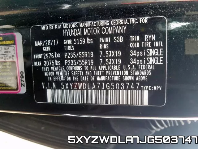 5XYZWDLA7JG503747 фото 2