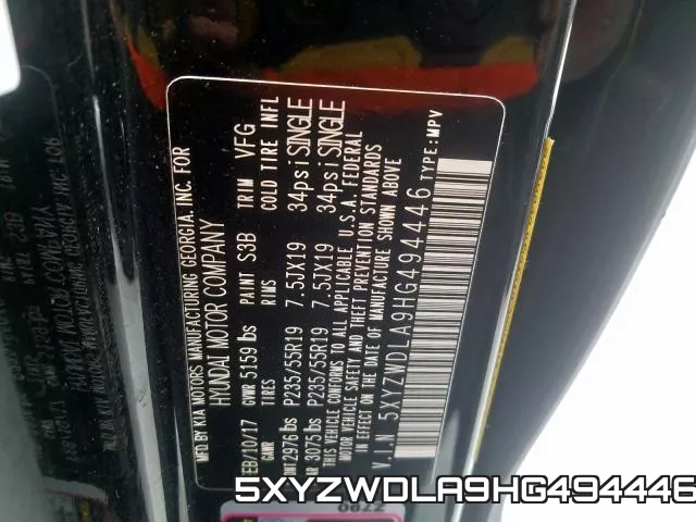 5XYZWDLA9HG494446 фото 2