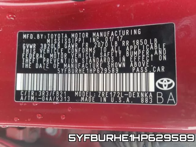5YFBURHE1HP629589 фото 2