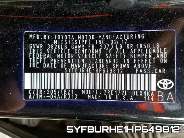 5YFBURHE1HP649812 фото 2