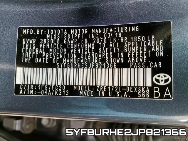 5YFBURHE2JP821366 фото 2