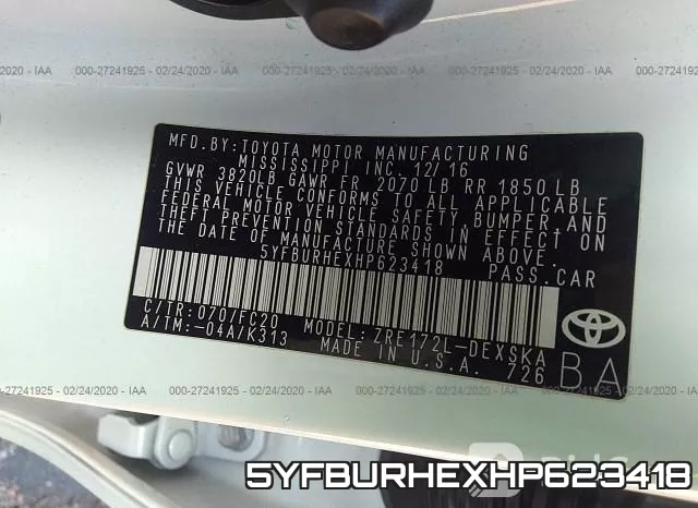 5YFBURHEXHP623418 фото 10