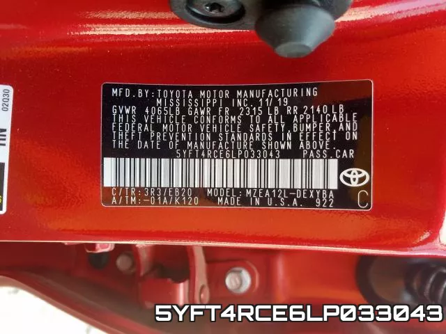 5YFT4RCE6LP033043 фото 2