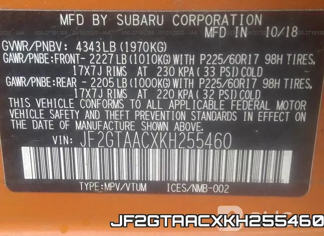 JF2GTAACXKH255460 фото 10