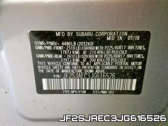 JF2SJAEC3JG616526 фото 2
