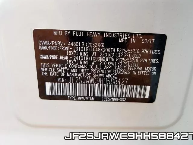 JF2SJAWC9HH588427 фото 2