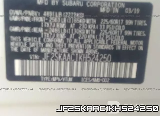 JF2SKAAC1KH524250 фото 10