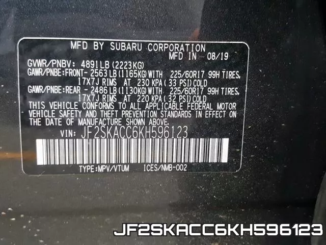 JF2SKACC6KH596123 фото 2