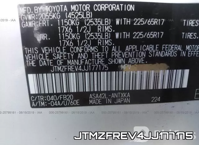 JTMZFREV4JJ177175 фото 10