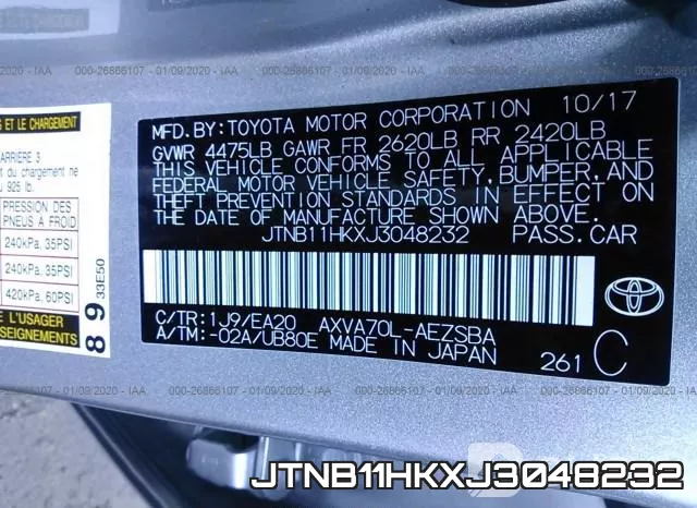 JTNB11HKXJ3048232 фото 10