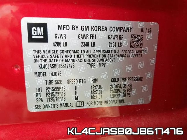 KL4CJASB0JB617476 фото 2