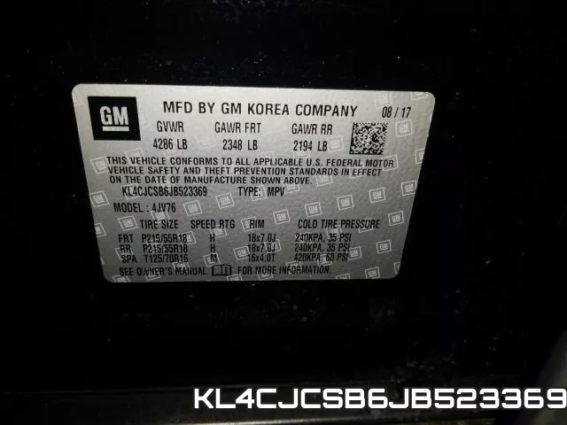 KL4CJCSB6JB523369 фото 2