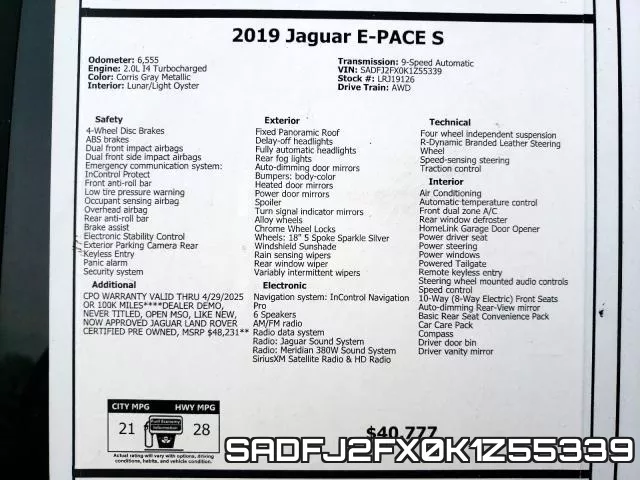 SADFJ2FX0K1Z55339 фото 10