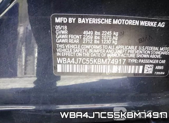 WBA4J7C55KBM74917 фото 10