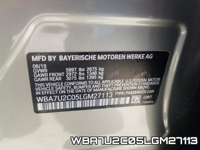 WBA7U2C05LGM27113 фото 2