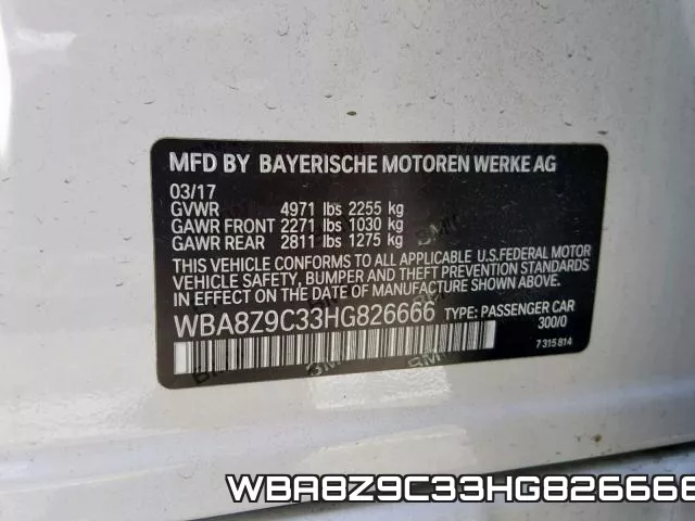 WBA8Z9C33HG826666 фото 2