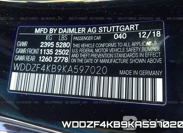 WDDZF4KB9KA597020 фото 10