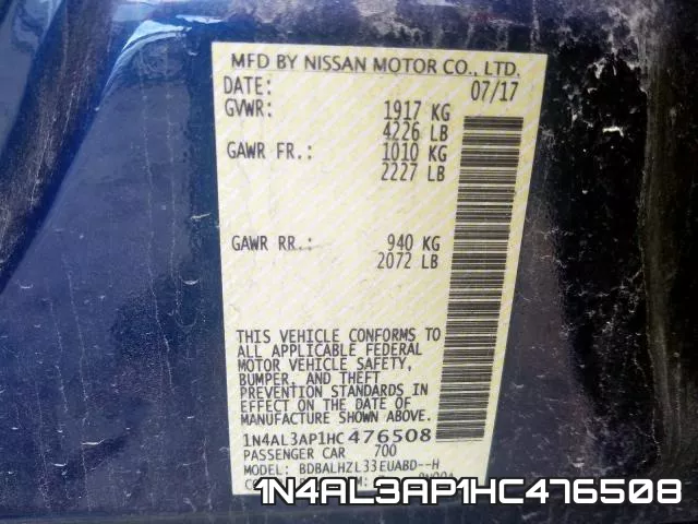 1N4AL3AP1HC476508 фото 2