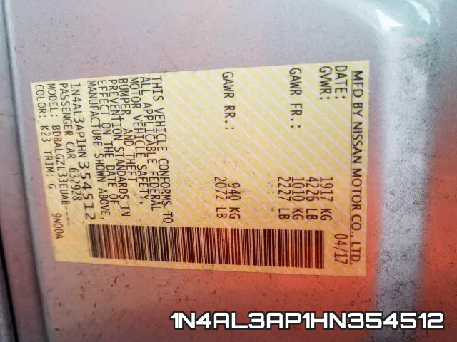 1N4AL3AP1HN354512 фото 2