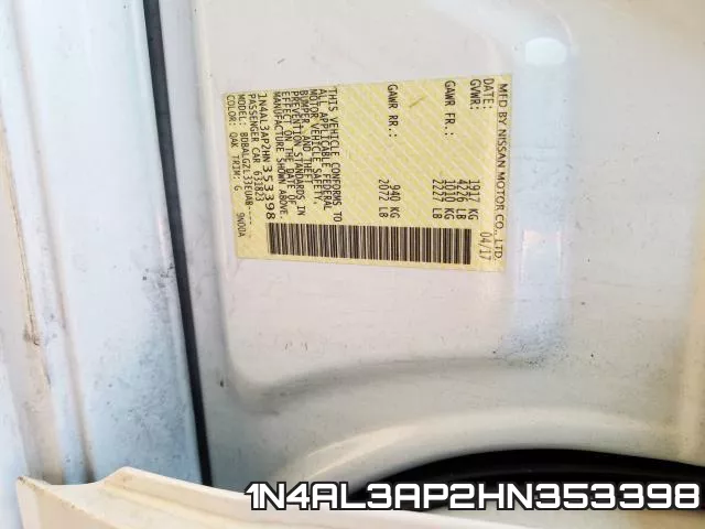 1N4AL3AP2HN353398 фото 2