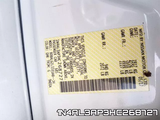 1N4AL3AP3HC268727 фото 2