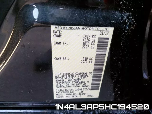 1N4AL3AP5HC194520 фото 2