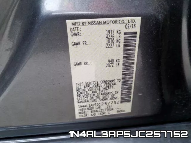 1N4AL3AP5JC257752 фото 2