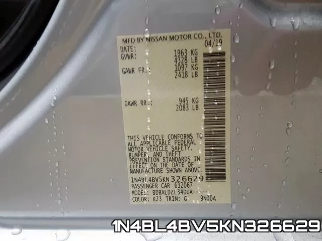 1N4BL4BV5KN326629 фото 2