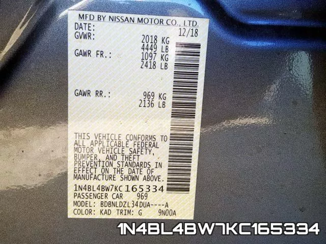 1N4BL4BW7KC165334 фото 2