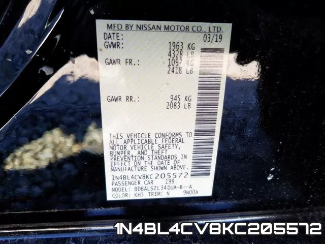 1N4BL4CV8KC205572 фото 2
