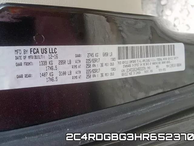 2C4RDGBG3HR652370 фото 2