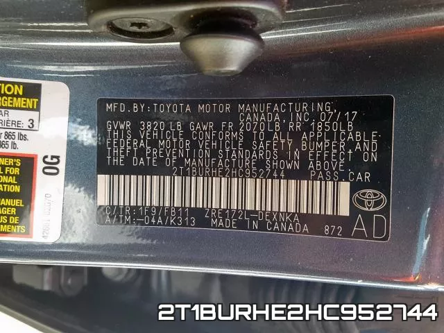 2T1BURHE2HC952744 фото 2