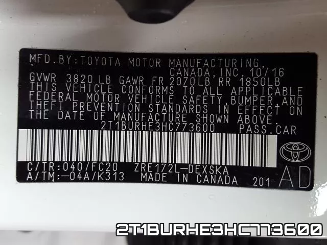 2T1BURHE3HC773600 фото 2