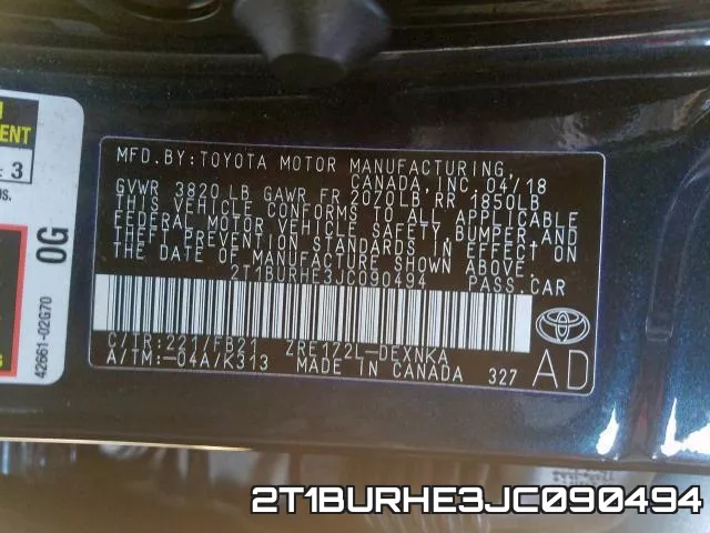 2T1BURHE3JC090494 фото 2
