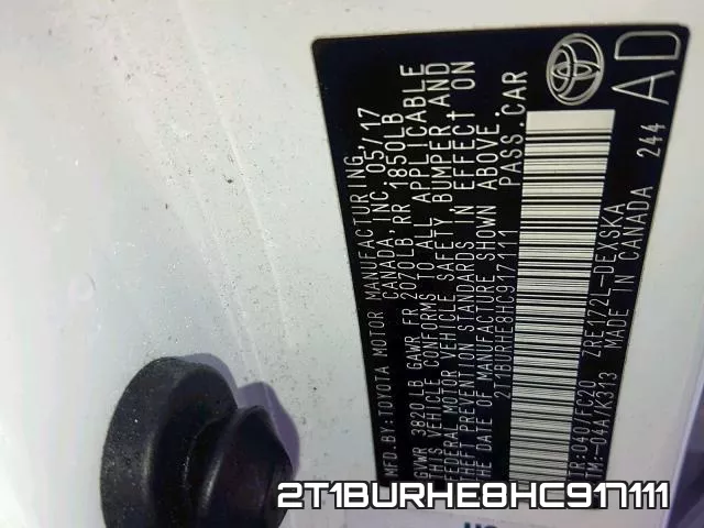 2T1BURHE8HC917111 фото 2