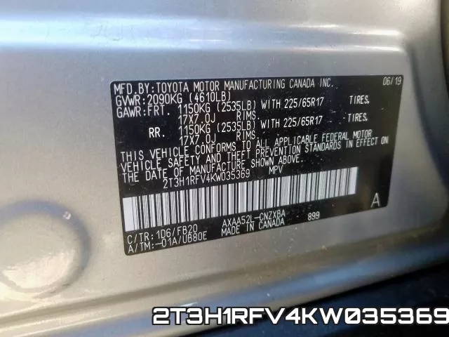 2T3H1RFV4KW035369 фото 2