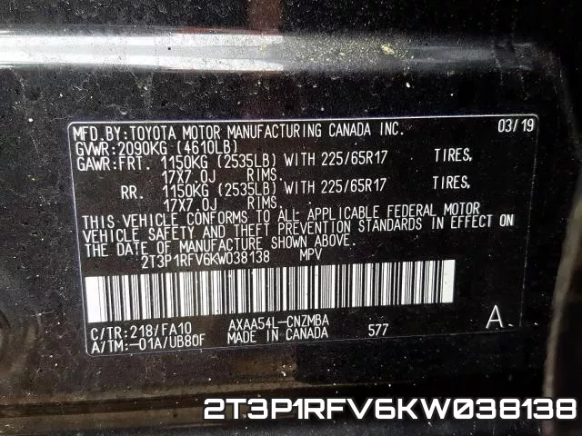 2T3P1RFV6KW038138 фото 2