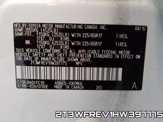 2T3WFREV1HW397775 фото 2