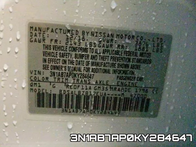 3N1AB7AP0KY284647 фото 2
