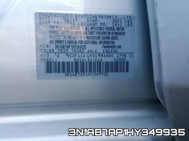 3N1AB7AP1HY349935 фото 2