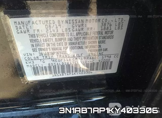 3N1AB7AP1KY403306 фото 10