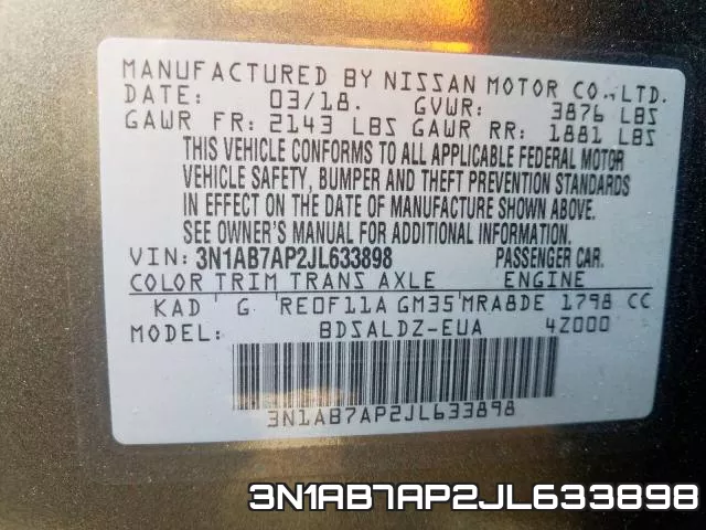 3N1AB7AP2JL633898 фото 2