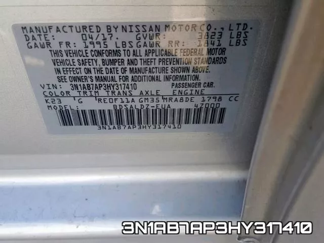 3N1AB7AP3HY317410 фото 2